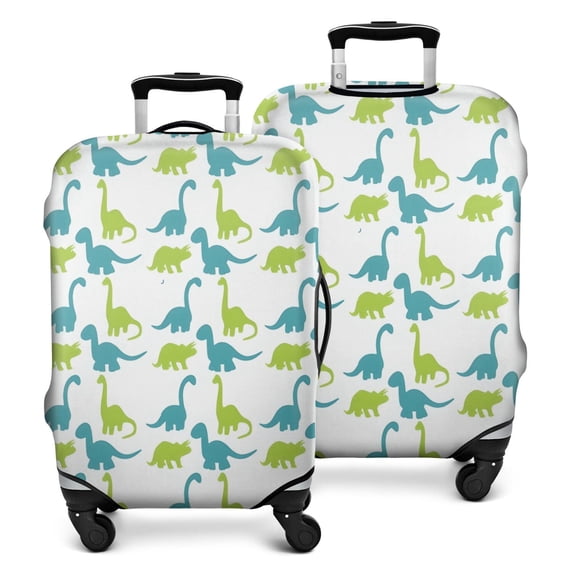 Blue Green Cartoon Dinosaurs Silhouettes Pattern Luggage Cover Fashion Suitcase Cover Baggage Covers Fit 25-28 Inch Luggage (Go Travel)