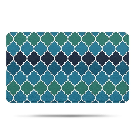 Blue Green Checkered Pattern Bathroom Rugs Mat,Non Slip Microfiber Bathroom Rug,Rubber Backing,Soft Bathroom Mats for Bathroom Floor,Tub and Shower,17x30in(43x75cm)