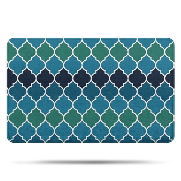 Blue Green Checkered Pattern Bathroom Rugs Mat,Non Slip Microfiber Bathroom Rug,Rubber Backing,Soft Bathroom Mats for Bathroom Floor,Tub and Shower,20x32in(50x80cm)