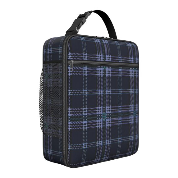 Blue and Green Checkered Pattern Insulated Lunch Bag for Men Women,Waterproof Lunch Box for Work,Picnic or Travel,Thermal Insulation,10.63x9.06x3.54 Inches
