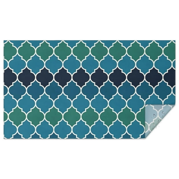 Blue Green Checkered Pattern Rectangle Tablecloth 60"x102",Waterproof Polyester Rectangle Table Cloth, Wipeable Spillproof Polyester Tablecloth for Dining, Camping, Indoor and Outdoor