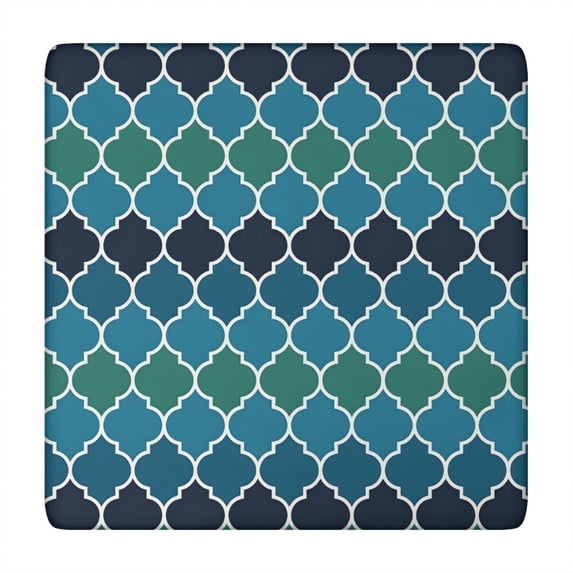 Blue Green Checkered Pattern Square Fitted Tablecloth with Elastic Edge,Square Table Cover,Washable Elastic Table Cover for Home Kitchen Party Decor 34"x34"
