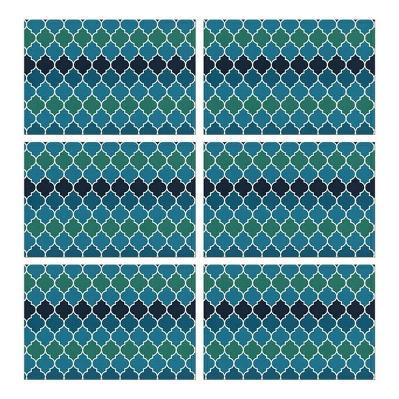 Blue Green Checkered Pattern Summer Placemats Table Placemats Set Of 6-Linen Kitchen Washable Placemats Table Mats 11.8"x17.7" Non-Slip Heat Resistant