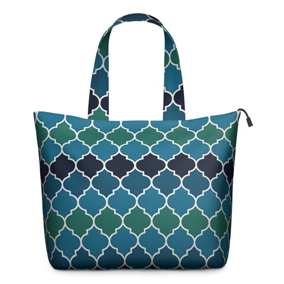 Blue Green Checkered Pattern Travel Tote Bags for Women Carry On,Large Weekender Bags for Women Travel,Multi Functional Duffle Bag for Work,Shopping,Sports