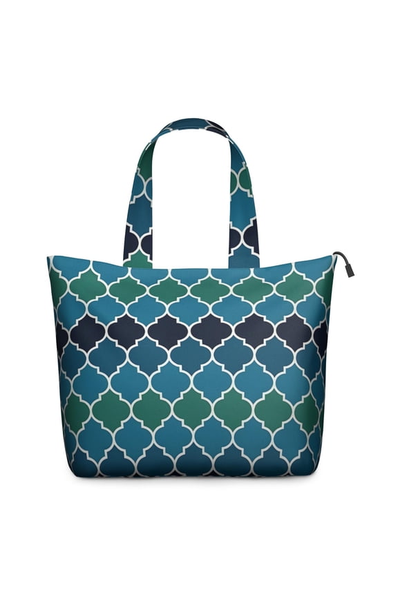 Blue Green Checkered Pattern Travel Tote Bags for Women Carry On,Large Weekender Bags for Women Travel,Multi Functional Duffle Bag for Work,Shopping,Sports
