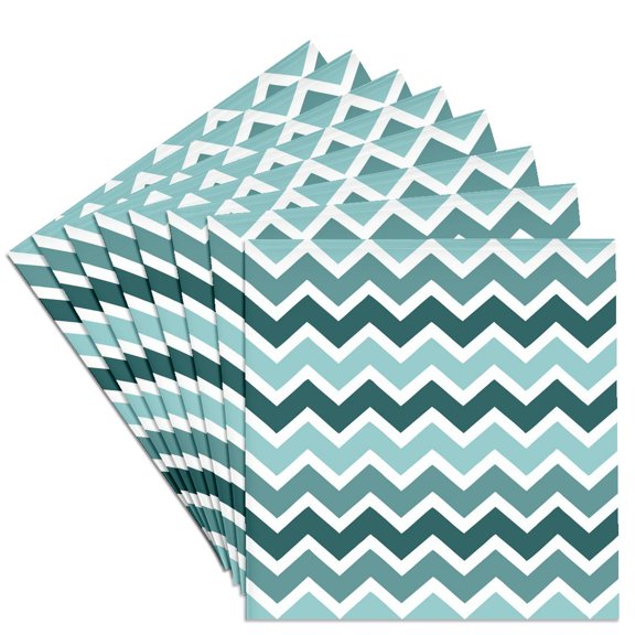 3drose, Blue Green Chevrons, Set of 8 Ceramic Tile Coasters