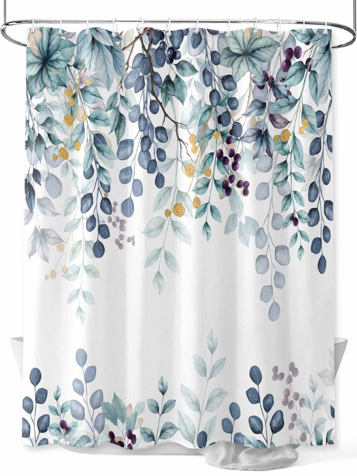 Blue Green Christmas Eucalyptus Leaf Shower Curtain, Summer Winter ...