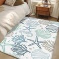 thumbnail image 1 of Blue Green Coastal 2.7x5 Area Rugs, Summer Beach Coral Shell Ocean Non-Skid Rubber Backing Large Rectangle Rugs - Living Room Bedroom Home Office, Indoor Floor Mat Carpets Washable Rug, 1 of 9