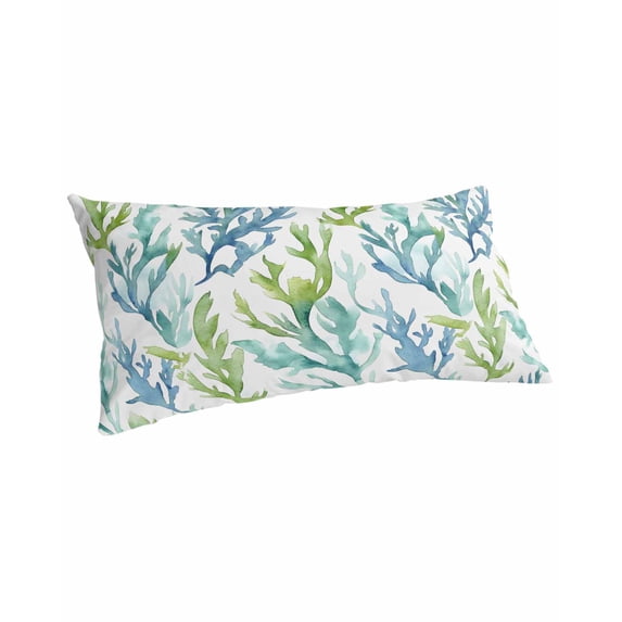 Blue Green Coral Pillow Covers King Size, Aqua Abstract Coastal Sea Tropical Soft Bed Throw Pillowcases Breathable Cooling Long Lumbar Body Pillow Sham Cover for Bed Sofa 20''x40''