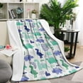thumbnail image 1 of Blue Green Dinosaurs Geometric Pattern Blanket,Comfortable Soft Lamb Wool Throw Blanket,All Season,Warm Lightweight Blankets for Sofa Bed Couch Living Room Chair,60"x80", 1 of 4