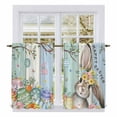 thumbnail image 1 of Blue Green Easter Bunny Kitchen Curtain for Berdoom Living Room Cafe 45 Inch Length, Spring Easter Eggs Floral Wooden Tiers Curtains Light Filtering Drapes Window Treatment 2 Panels 52"Wx45"L, 1 of 8