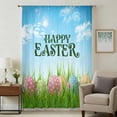 thumbnail image 1 of Blue Green Easter Sheer Curtains 63 Inches Long, Spring Colorful Eggs Grass Sky Nature Light Filering Curtains, Breathable Simi Curtain Privacy Drapes for Living Room Bedroom Window Treatment, 1 of 9