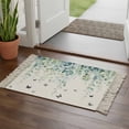 thumbnail image 1 of Blue Green Eucalyptus Bathroom Rug 2'x3', Sage Gradient Leaves Butterfly Low Profile Front Entryway Rug with Tassels, Woven Cotton Washable Kitchen Mat Carpet for Foyer Bedroom Back Door Decor, 1 of 9