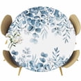 thumbnail image 1 of Blue Green Eucalyptus Leaves Round Tablecloth, Fitted Table Cover with Elastic for 36"-44" Round Tables, Spring Summer Botanical Table Cloth Outdoor Indoor Dinning Party Waterproof Tablecloths, 1 of 7