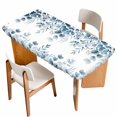 thumbnail image 1 of Blue Green Eucalyptus Leaves Table Cloths for 5 Foot Rectangle Tables, Spring Summer Botanical Patio Waterproof Elastic Fitted Tablecloths, Washable Rectangular Table Cover for Camping, 1 of 8