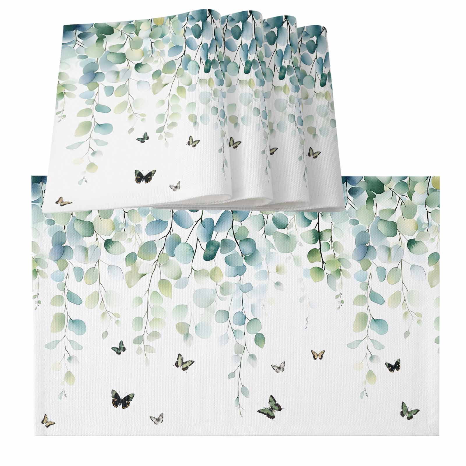Blue Green Eucalyptus Placemats for Dinning Table Set of 6, Sage ...