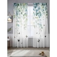 thumbnail image 1 of Blue Green Eucalyptus Sheer Curtains for Living Room Bedroom Sage Gradient Leaves Butterfly Sheer Curtains 84 Inch Long 2 Panels Set Light Filtering Curtain Window Treatments Drapes for Dining Room, 1 of 6