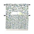 thumbnail image 1 of Blue Green Eucalyptus Swag Curtains for Living Room/Bedroom Windows, Spring Botanical Leaves Weeping Kitchen Curtains and Valances Set 36 Inch Length, Light Filtering Swags Valance Curtain Panels, 1 of 5