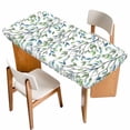 thumbnail image 1 of Blue Green Eucalyptus Table Cloths for 4 Foot Rectangle Tables, Spring Botanical Leaves Weeping Patio Waterproof Elastic Fitted Tablecloths, Washable Rectangular Table Cover for Camping, 1 of 8