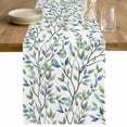 thumbnail image 1 of Blue Green Eucalyptus Table Runner - 60 Inch Long Spring Botanical Leaves Weeping Cotton and Linen Blended Dress Scarves Farmhouse Table Runner for Kitchen Dining, Coffee Table, 13" x 60", 1 of 8