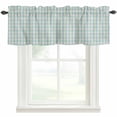 thumbnail image 1 of Blue Green Farmhouse Short Window Curtain Valances, Grid Checkered Plaid Gingham Lattice Trellis Rod Pocket Kitchen Valances for Living Room Bedroom Bathroom Cafe 42" x 18", 1 of 8
