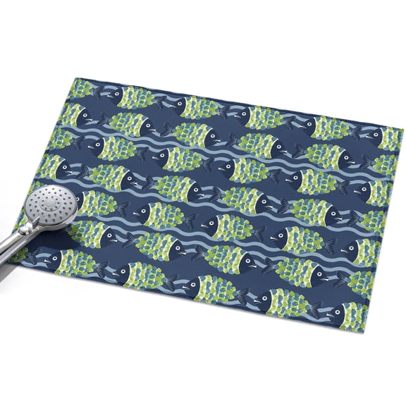 Blue Green Fish Entryway Rug 2x3ft Washable Non Slip Bathroom Rug Low Pile Indoor Floor Front Door Mat Animals Coastal Seaside Summer Rectangle Area Rugs Carpet for Kitchen Office Dining Room Home