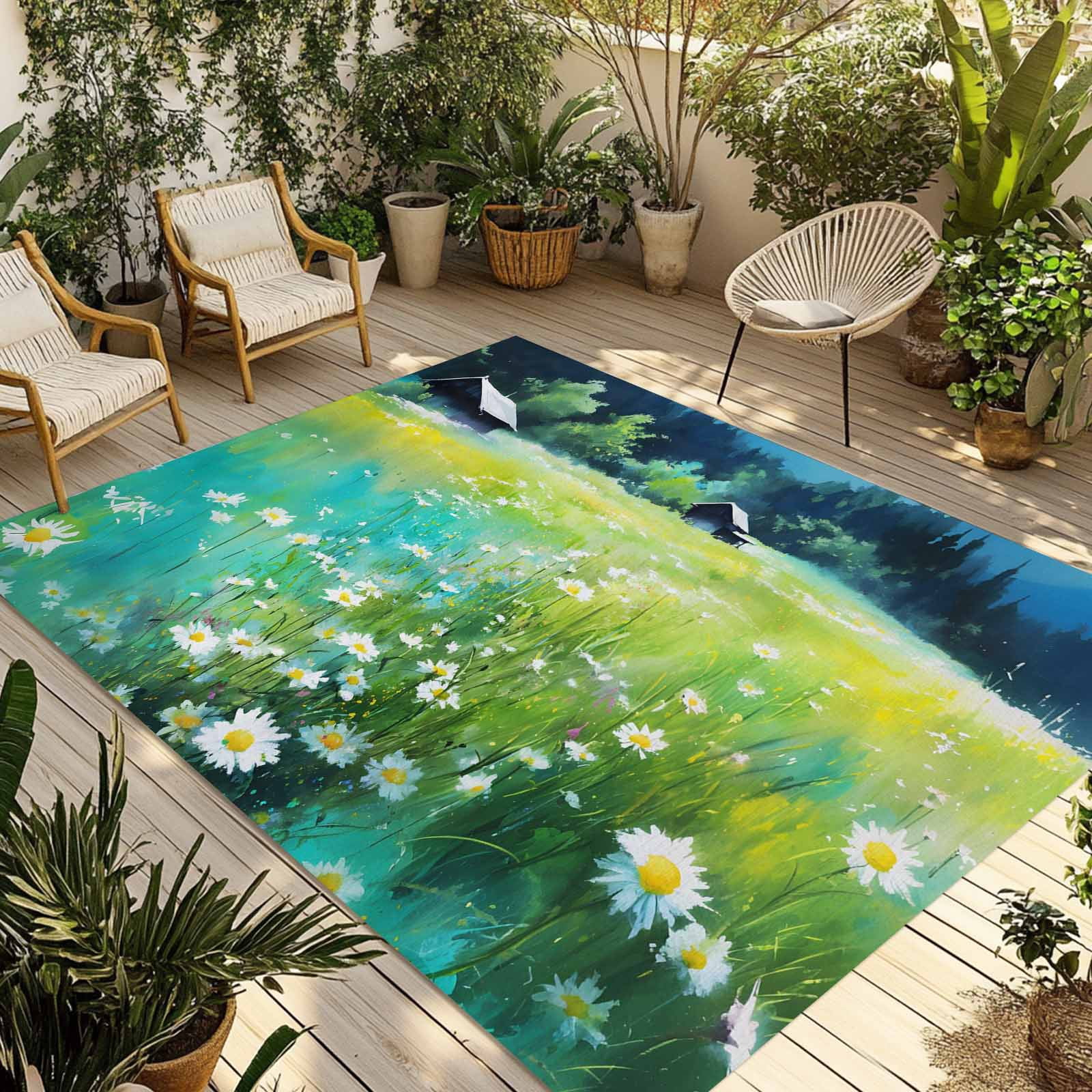 Natural Color Outdoor Rug Blue Green Forests Outdoor Rug 6x9 Ft - Reversible Patio Rug Outdoor ...