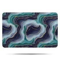 Blue Green Gold Marble Pattern Bathroom Rugs Mat,Non Slip Microfiber Bathroom Rug,Rubber Backing,Soft Bathroom Mats for Bathroom Floor,Tub and Shower,17x27in(43x68cm)