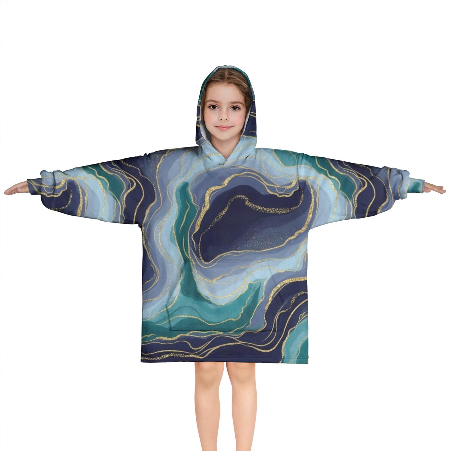 Wearable Blanket Hoodie For Kids - Super Soft Sherpa Lounge Wear