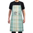 thumbnail image 1 of Blue Green Grid Chef Kitchen Apron with Pockets for Women Waterproof Aprons for Cooking Baking, 1 of 7