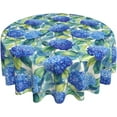 thumbnail image 1 of Blue Green Hydrangea Leaf Round Tablecloth 60 Inch Rustic Farmhouse Decorative Table Cloths Washable Table Cover for Home Party Seasonal Holiday Kitchen Dining Decor, 1 of 7