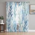 thumbnail image 1 of Blue Green Leaf Sheer Curtains 84 Inch Length 2 Panels Set, Summer Vintage Watercolor Plant Voile Window Treatment Rod Pocket Curtains Sheers Drapes for Bedroom/Living Room/Kitchen 52"x84"x2, 1 of 7