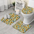thumbnail image 1 of Blue Green Leaf Sunflower Pattern Bathroom Rugs Sets 3 Piece,Toilet Cover Set,Absorbent Non Slip Bathroom Mats Sets with U-Shaped Contour Rug Toilet Rug Set, 1 of 5