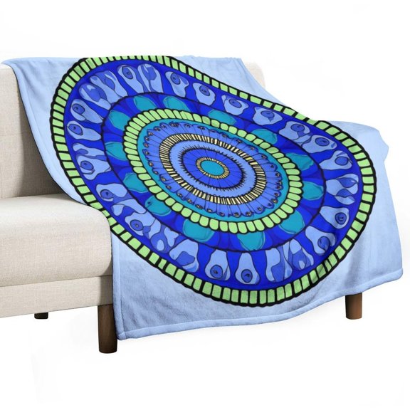 Blue Green Mandala Art Blankets Bedroom Living Room Sofa Throw Blankets for Beds