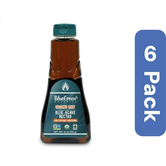 Blue Green Organics Raw Blue Agave Nectar 16 oz (Pack of 6)