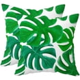thumbnail image 1 of Blue and Green Outdoor Monstera Leaves Pillow Covers Tropical Palm Leaves Pillow Case Waterproof Plant Leaf Cushion Covers for Couch Sofa Decor, Set of 2, 1 of 6