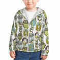 Blue Green Owls Sun Protection Clothing Zip Up Hoodie Lightweight