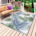 thumbnail image 1 of Blue Green Palm Leaves Outdoor Rug for Patio/Deck/Porch, Non-Slip Large Area Rug 3 x 5 Ft, Seaside Tropical Summer Botanical Indoor Outdoor Rugs Washable Area Rugs, Camping Rug Carpet Runner, 1 of 8