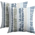 thumbnail image 1 of Blue Green Pillow Covers 18x18 Set of 2 Boho Striped Dots Print Pattern Decorative Outdoor Zipper Pillowcases Rustic Decoration Farmhouse Linen Throw Cushion Cover Decor for Home Couch Sofa Bed, 1 of 4
