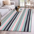thumbnail image 1 of Blue Green Pink Striped Area Rug 3x5 Washable Rug Non Slip Farmhouse Vintage Stripe Large Area Rug Indoor Floor Carpet for Entryway Bedroom Kitchen Living Room Home Office Dining Room Nursery, 1 of 8