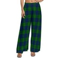 thumbnail image 1 of Blue Green Plaid Pants High Waist Checkerboard Casual Trousers Street Fashion Custom Wide Leg Pants, 1 of 2