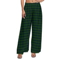 thumbnail image 1 of Blue Green Plaid Pants High Waist Checkerboard Casual Trousers Street Fashion Custom Wide Leg Pants, 1 of 2