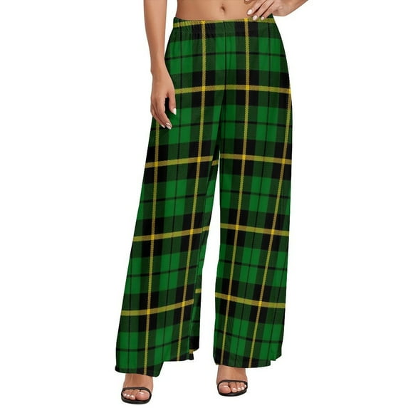 Blue Green Plaid Pants High Waist Checkerboard Casual Trousers Street Fashion Custom Wide Leg Pants
