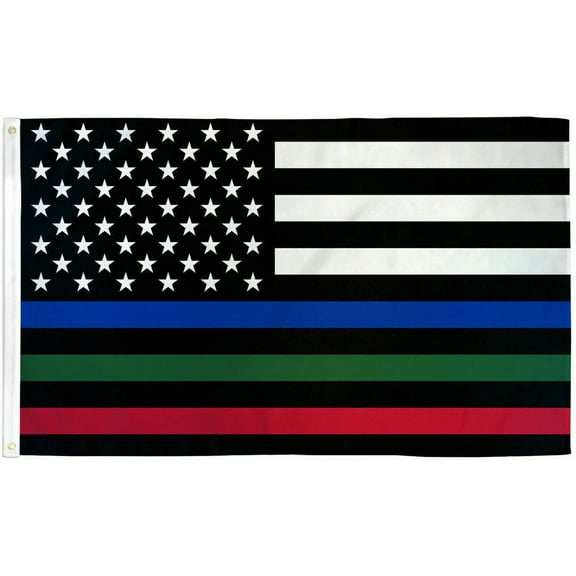 Blue Green Red Line Flag 2x3ft Thin Line flag Police Fire Military