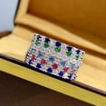 thumbnail image 1 of Blue/Green/Red/white/Aquamarine Sapphire Diamond Wedding Band, 925 Sterling Silver Full Eternity Band, Dainty Bridal Band, Delicate Stackable Band, Anniversary Present, 1 of 15