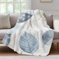 thumbnail image 1 of Blue Green Retro Leaves Fleece Throw Blanket for Couch, Rustic Botanical Watercolor Microfiber Flannel Blanket for All Season, Lightweight Soft Throw Blankets for Baby, Kids, Pets, 30"x40", 1 of 9