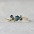 thumbnail image 1 of Blue & Green Sapphire Cluster Ring, Dainty Minimalist Ring, September Birthstone Ring, Birthday Gift, Lightweight Jewelry, 1 of 5