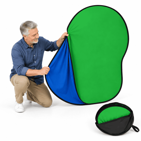 Blue Green Screendrop Double Sided Collapsible Greenscreen With Carrying Bag Portable Pop Upground For Streaming Webcam & 59.1 *