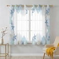 Blue Green Sea Sheer Curtains 45 Inch Long 2 Panels, Nautical Ocean ...
