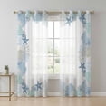 Picture of Blue Green Sea Sheer Curtains 63 Inch Long 2 Panels, Nautical Ocean ...